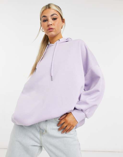 Sudadera larga morado p lido con capucha de Noisy May ASOS