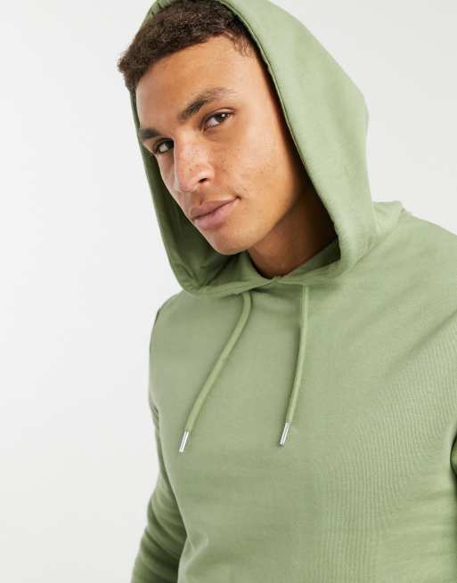 Sudadera larga verde ajustada con capucha de ASOS DESIGN - MGREEN, 3 de 4