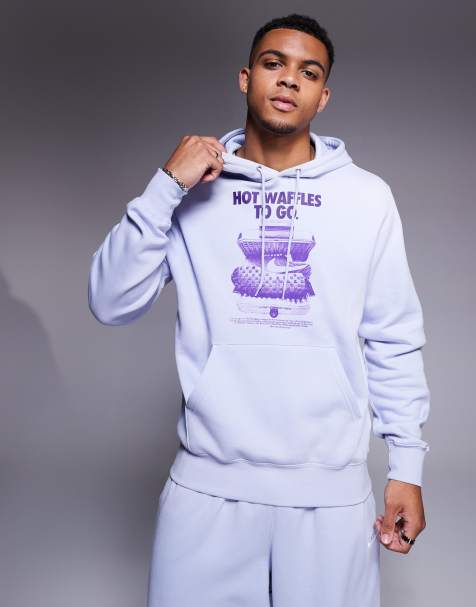 Sudadera lila con capucha y estampado gráfico de Nike Club - view 1