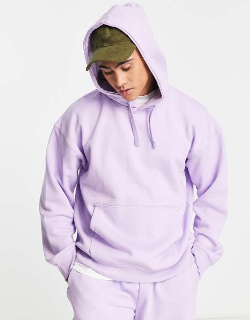 Sudadera lila extragrande con capucha de tejido grueso de Topman