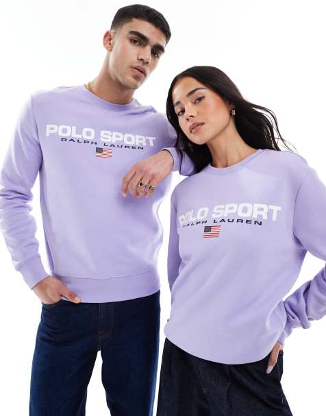 Sudadera lila unisex con logo de bandera grande en el pecho de la colección cápsula Sport de Polo Ralph Lauren - view 1