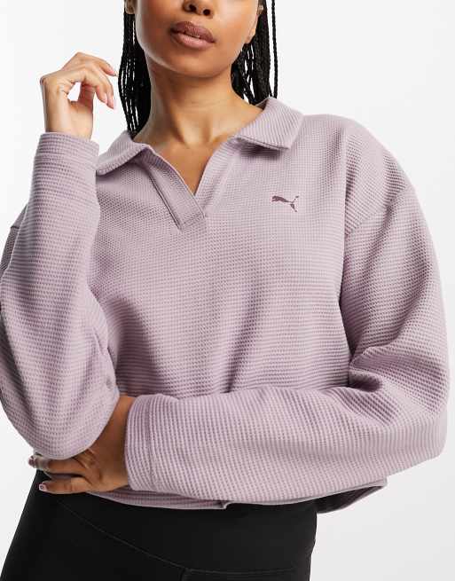 Sudadera malva con cuello tipo polo de punto de arroz Granola de PUMA Studio