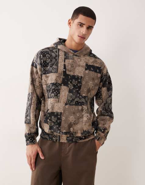 Sudadera marrón básica con capucha y gráfico de mosaico de Abercrombie & Fitch - view 1