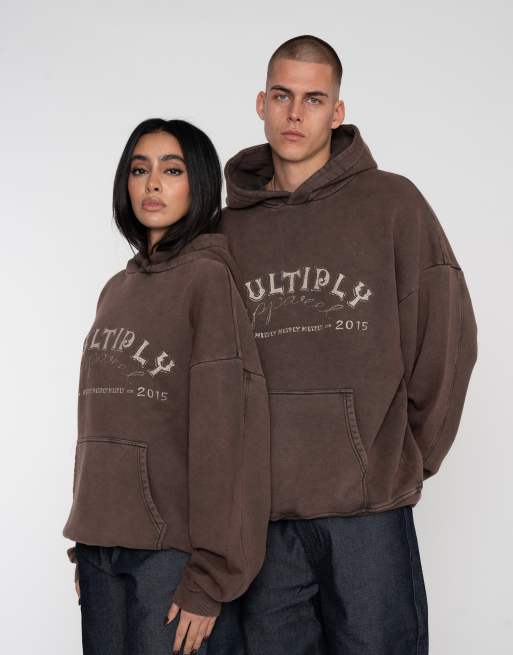 Sudadera marrón café turco extragrande con capucha Amphitheater de Multiply Apparel