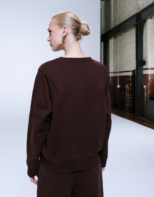 Sudadera marrón chocolate con costuras de tejido grueso de 500 g/m² premium de ASOS DESIGN, 4 de 4