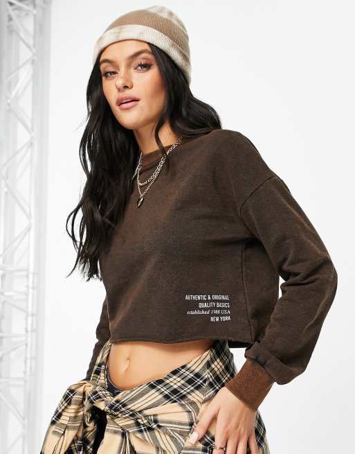 Sudadera marrón chocolate con lavado ácido de Influence (parte de un conjunto)