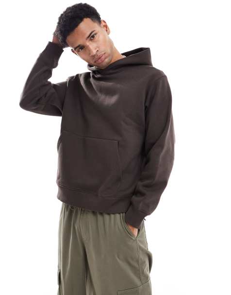 Sudadera marrón chocolate extragrande con capucha de tejido grueso de 400 g/m2 de Jack & Jones Premium - view 1