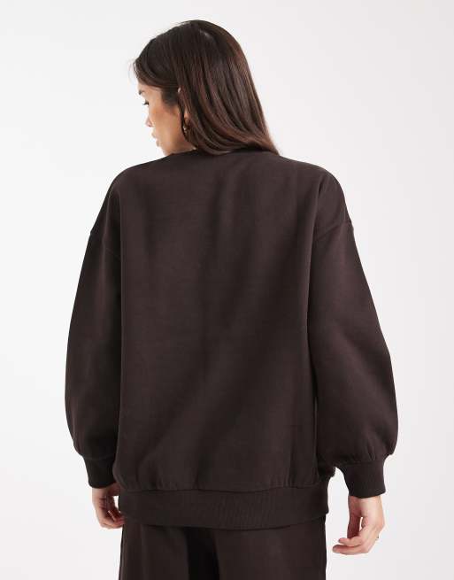 Sudadera marrón chocolate extragrande de Miss Selfridge, 4 de 4