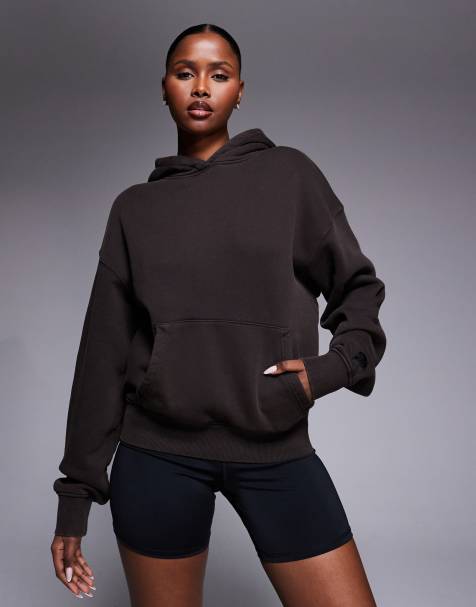 Sudadera marrón chocolate lavado de corte cocoon extragrande con capucha de tejido grueso de algodón de 440 g/m² Icon Rest Day de 4505 - view 1