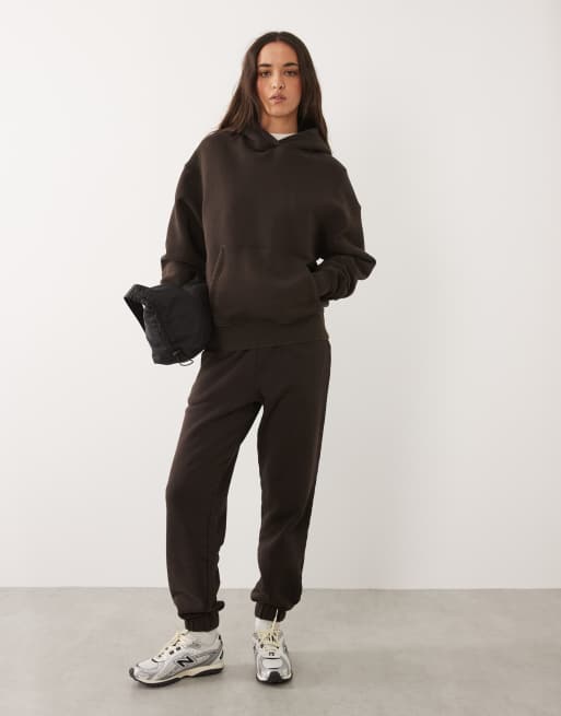 Sudadera marrón chocolate lavado de corte cocoon extragrande con capucha de tejido grueso de algodón de 440 g/m² Icon Rest Day de 4505, 3 de 4
