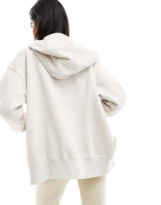 Sudadera marrón claro extragrande con capucha, cremallera y logo pequeño de felpa de Nike , 4 de 4