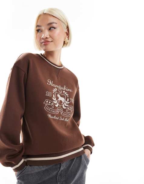 Sudadera marrón con bordado "Hampshire" de Threadbare - view 1