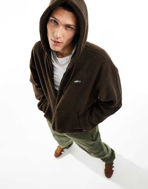 Sudadera marrón con capucha de sherpa Gaze de Obey