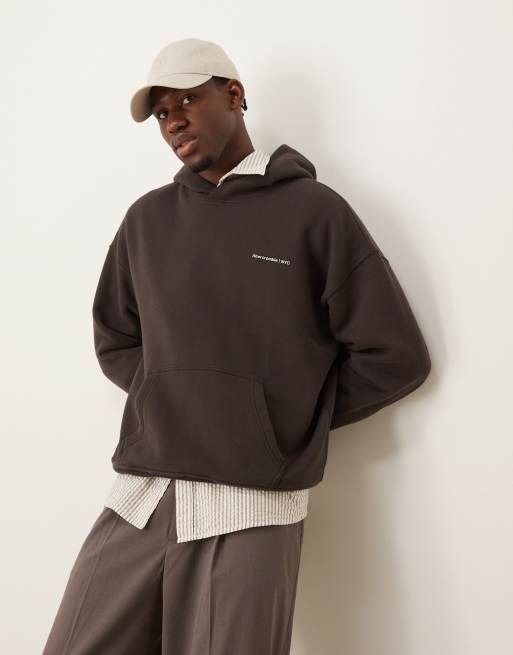 Sudadera marrón con capucha y logo Timeless de Abercrombie & Fitch