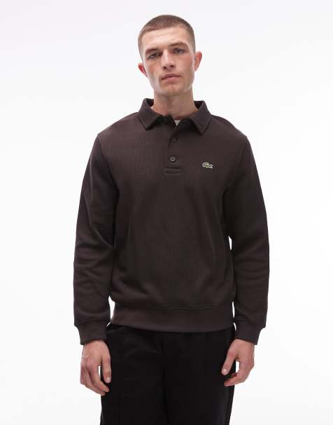 Sudadera marrón con cuello de solapas de Lacoste - view 1