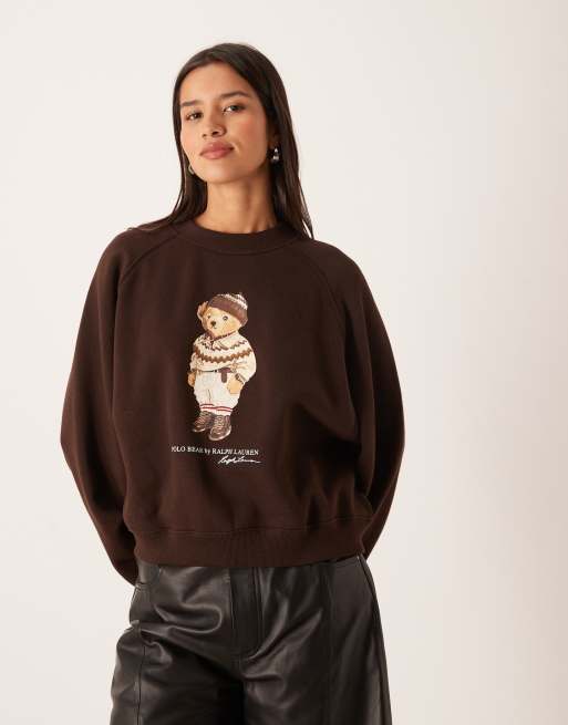 Sudadera marrón con estampado navideño de Polo Bear de Polo Ralph Lauren