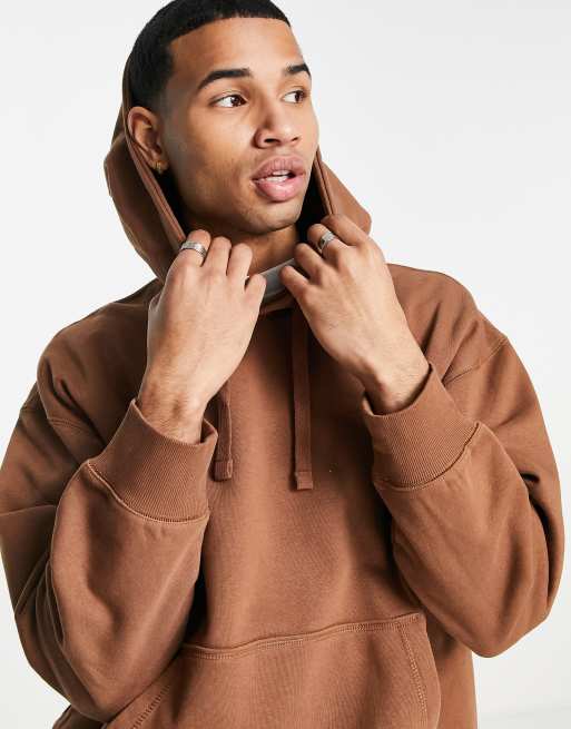 Sudadera marrón extragrande con capucha de Topman (parte de un conjunto)