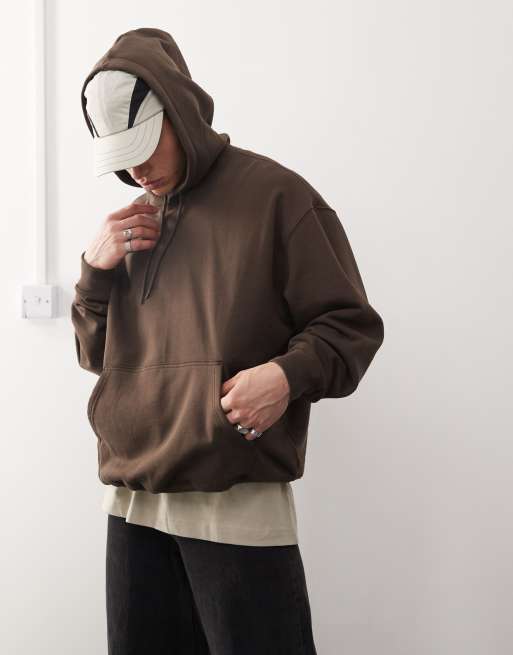 Sudadera marrón extragrande con capucha de Weekday