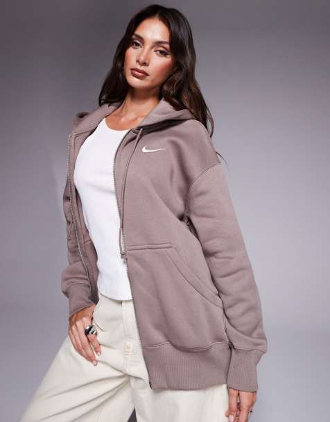 Sudadera marrón extragrande con capucha y cremallera Phoenix Fleece de Nike - view 1