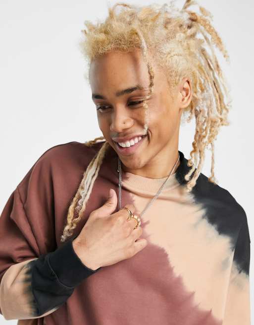 Sudadera marrón extragrande con efecto tie dye de ASOS DESIGN (parte de un conjunto)