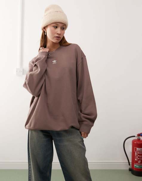 Sudadera marrón extragrande de felpa rizada Essentials de adidas Originals - view 1
