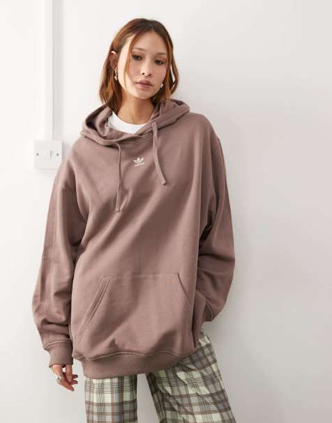 Sudadera marrón holgada con capucha de felpa rizada Essentials de adidas Originals - view 1