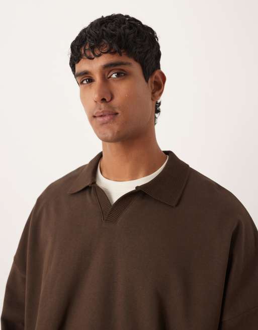 Sudadera marrón holgada con cuello de solapas de ASOS DESIGN, 5 de 5