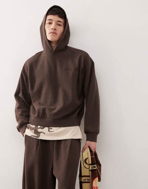 Sudadera marrón jaspeado extragrande con capucha de punto de Reclaimed Vintage (parte de un conjunto)