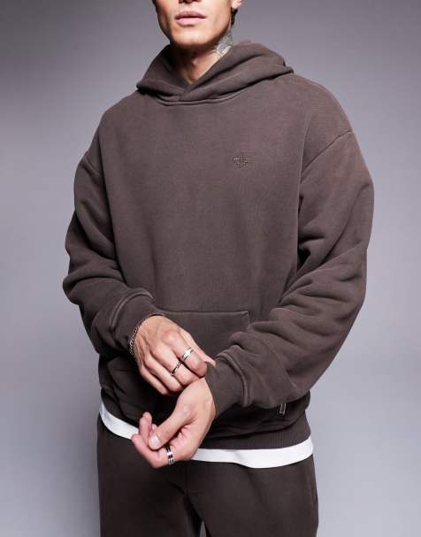 Sudadera marrón lavado con capucha Essentials de The Couture Club (parte de un conjunto) - view 1