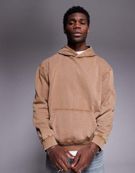 Sudadera marrón lavado extragrande con capucha de ASOS DESIGN (parte de un conjunto)