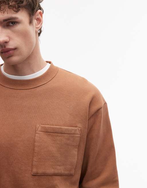 Sudadera marrón lavado holgada de ASOS DESIGN, 4 de 5