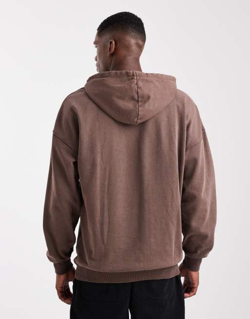 Sudadera marrón oscuro con capucha y estampado "Creative works" de ONLY & SONS, 3 de 5