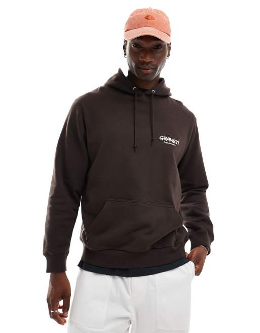 Sudadera marrón oscuro con capucha y estampado gráfico 