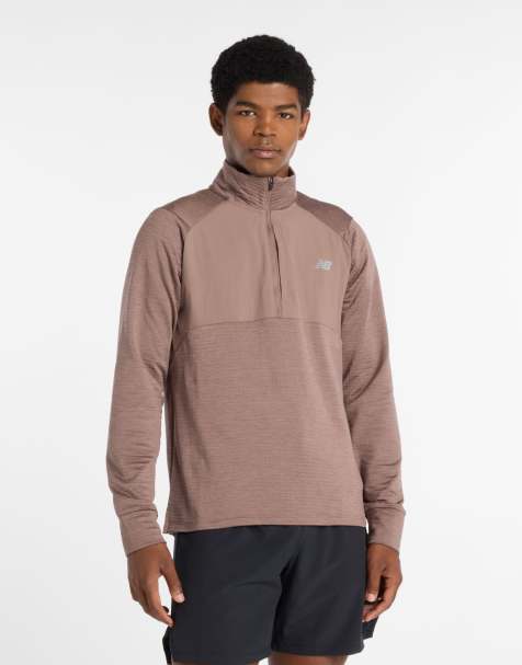 Sudadera marrón sombrío jaspeado con media cremallera Athletics Heat Grid de New Balance - view 1