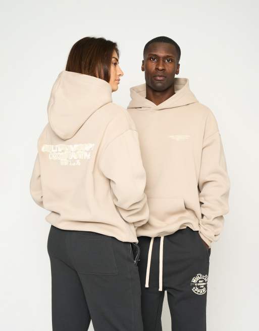 Sudadera marrón topo claro extragrande con capucha Cooperative de Multiply Apparel