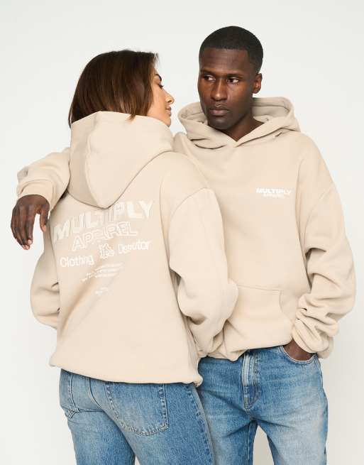 Sudadera marrón topo pálido extragrande con capucha Apparel de Multiply Apparel
