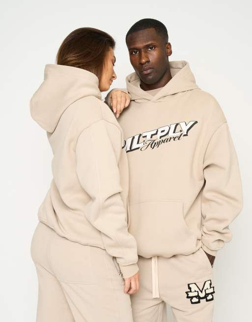 Sudadera marrón topo pálido extragrande con capucha Union de Multiply Apparel