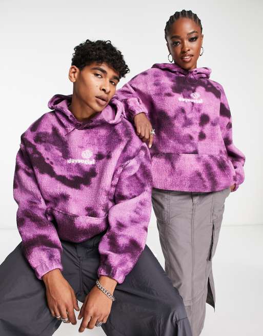 Sudadera morada extragrande unisex con capucha y efecto tie dye de borreguito tipo peluche de Cra wallonieShops Daysocial Cra wallonieShops