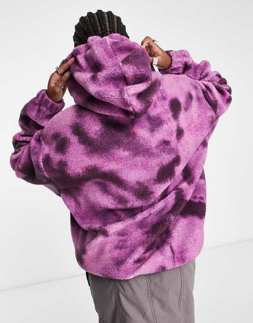 Sudadera morada extragrande unisex con capucha tie dye borreguito tipo peluche de ASOS Daysocial | ASOS