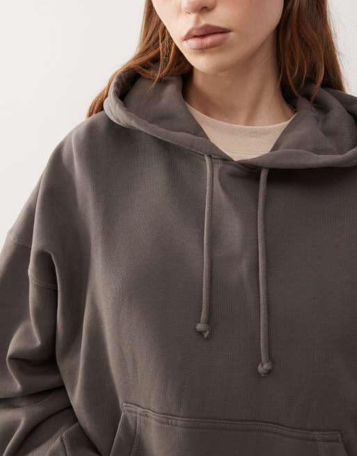 Sudadera morrón topo holgada con capucha de tejido grueso liso Irina de Weekday (parte de un conjunto), 3 de 4