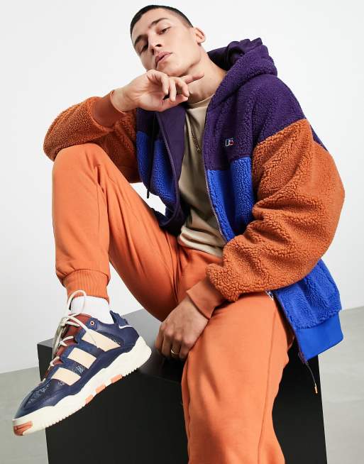 Sudadera multicolor con capucha y cremallera de borreguito de Russell Athletic