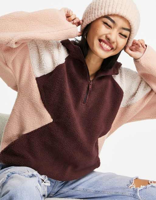 Sudadera multicolor con capucha y diseño color de felpa polar de American Eagle ASOS