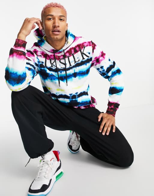 Sudadera multicolor con capucha y efecto tie dye de SikSilk