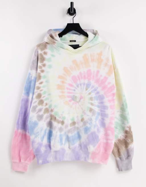 Sudadera multicolor con capucha y efecto tie dye en espiral de la colección cápsula Pride de Abercrombie & Fitch (parte de un conjunto)