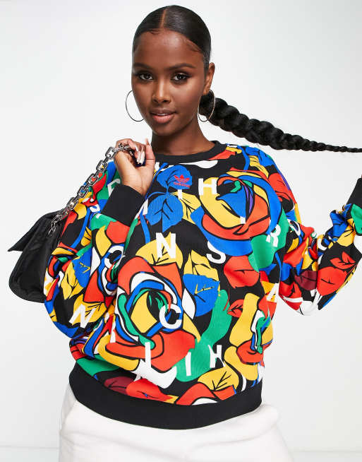 Compañero Alergia Clip mariposa Sudadera multicolor con estampado integral de flores de adidas Originals x  Rich Mnisi | ASOS