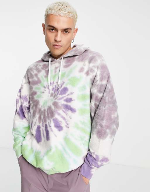 Sudadera multicolor extragrande con capucha y efecto dye en espiral de ASOS DESIGN | ASOS