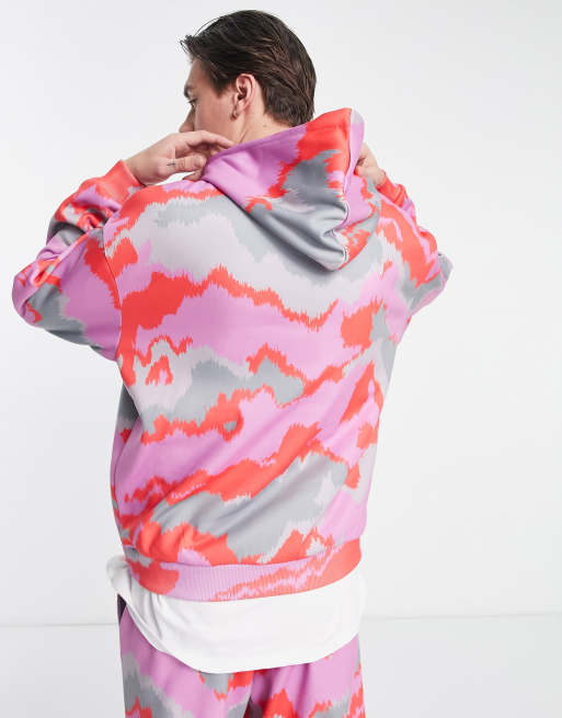 multicolor extragrande con capucha y estampado camuflaje abstracto de Crooked Tongues (parte de un | ASOS