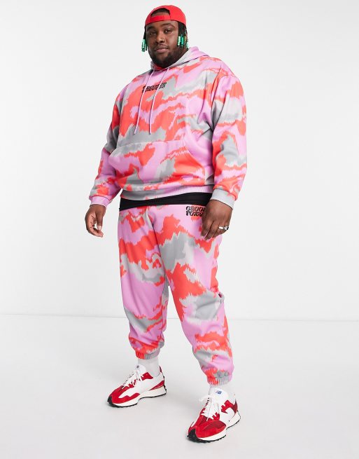 Sudadera multicolor extragrande con capucha y estampado de