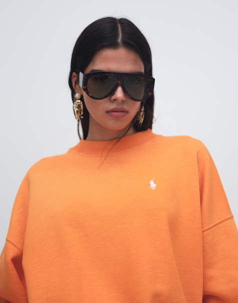 Sudadera naranja de estilo vintage con logo en la espalda de felpa de Polo Ralph Lauren - view 1