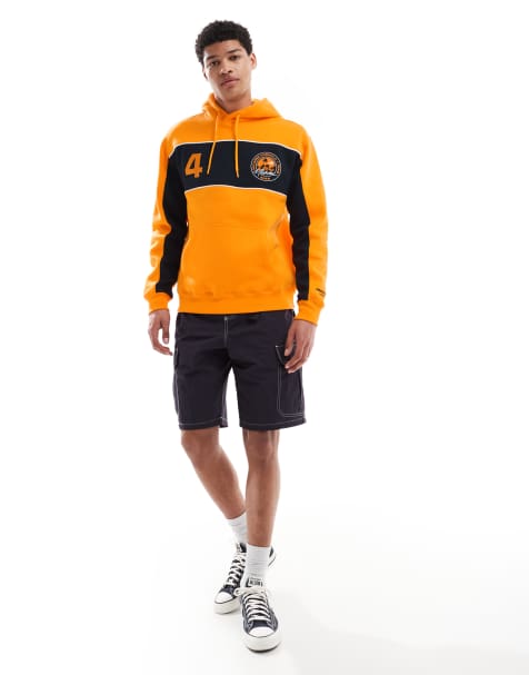Sudadera naranja holgada sin cierres de estilo vintage con capucha, logo F1 y detalle de panel de Hollister - view 1